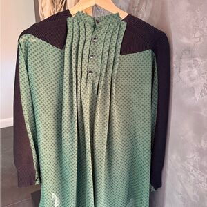 CAbi Black Crew Neck Sweater with Pocket Accent